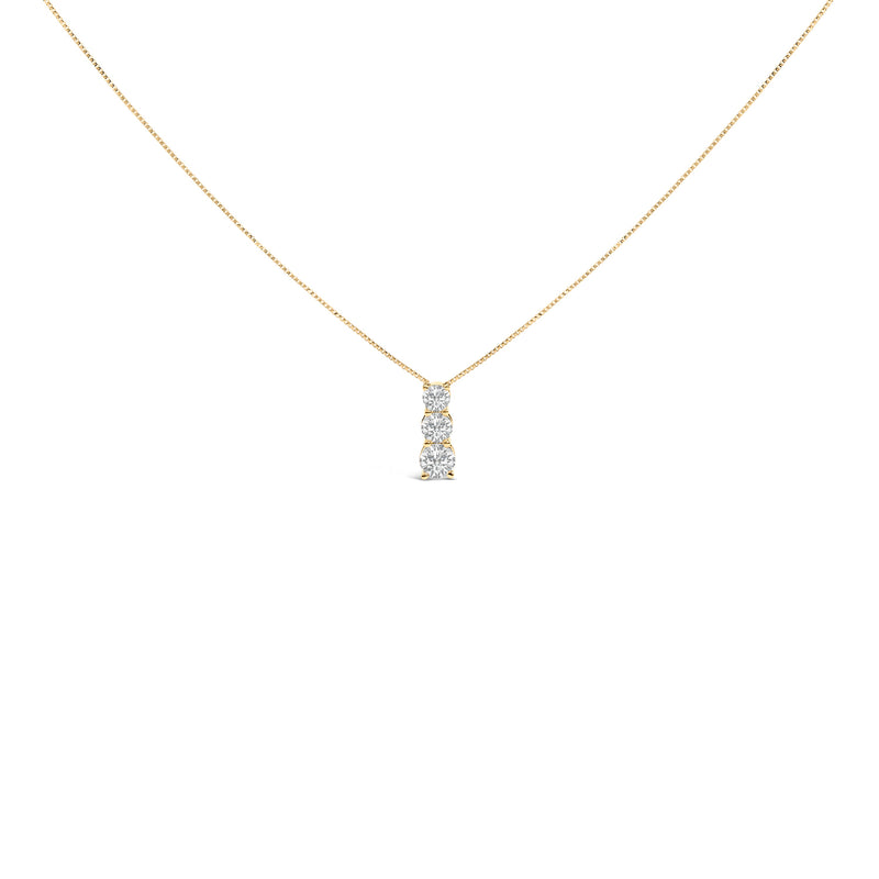 Bids.com 14K White Gold 1/2 Cttw Lab Grown Diamond Three Stone Pendant Necklace Necklaces White Smoke Yellow.Gold / 18
