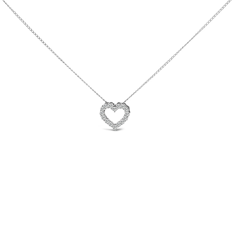 Bids.com 14K White Gold 1/2 Carat Lab Grown Diamond Heart Shape Pendant Necklace Necklaces White Smoke White.Gold / 18
