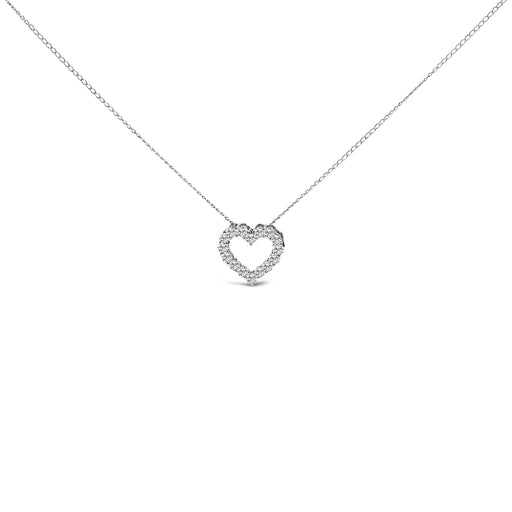 Bids.com 14K White Gold 1/2 Carat Lab Grown Diamond Heart Shape Pendant Necklace Necklaces White Smoke White.Gold / 18
