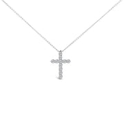 Bids.com 14K White Gold 1/2 Cttw Lab Grown Diamond 11 Stone Cross Pendant Necklace Necklaces White Smoke White.Gold / 18
