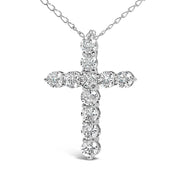 Bids.com 14K White Gold 1/2 Cttw Lab Grown Diamond 11 Stone Cross Pendant Necklace Necklaces White Smoke White.Gold / 18,Yellow.Gold / 18