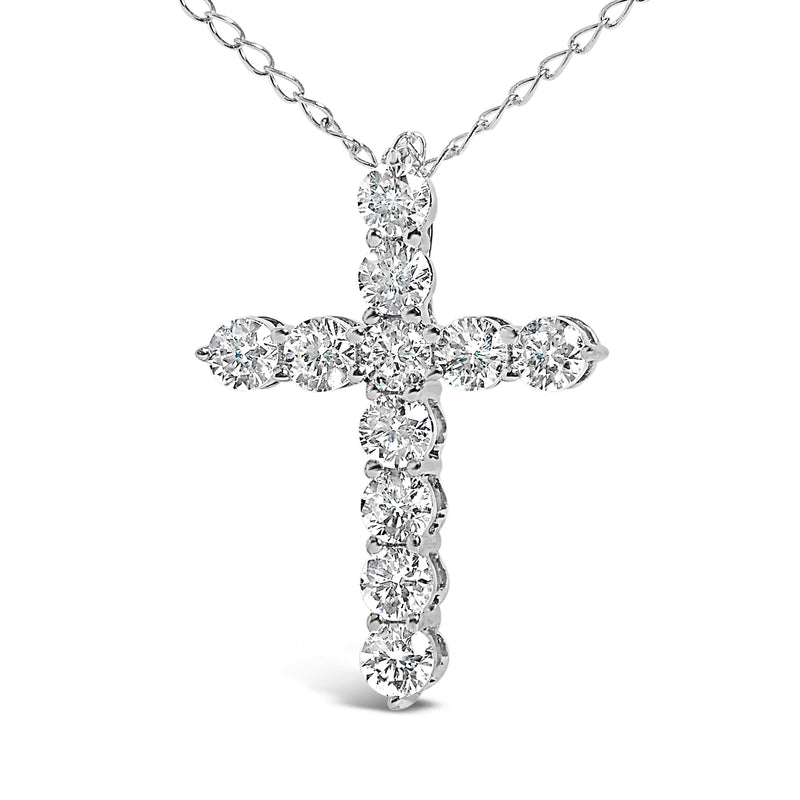 Bids.com 14K White Gold 1/2 Cttw Lab Grown Diamond 11 Stone Cross Pendant Necklace Necklaces White Smoke White.Gold / 18,Yellow.Gold / 18