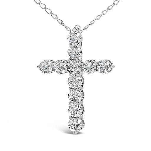 Bids.com 14K White Gold 1/2 Cttw Lab Grown Diamond 11 Stone Cross Pendant Necklace Necklaces White Smoke White.Gold / 18,Yellow.Gold / 18
