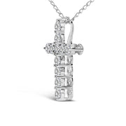 Bids.com 14K White Gold 1/2 Cttw Lab Grown Diamond 11 Stone Cross Pendant Necklace Necklaces White Smoke White.Gold / 18,Yellow.Gold / 18