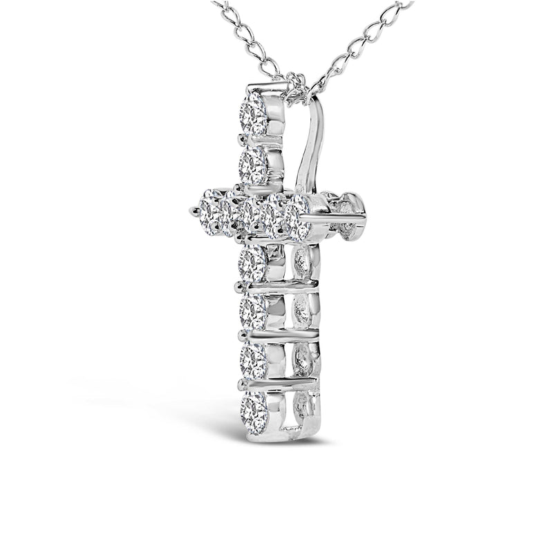 Bids.com 14K White Gold 1/2 Cttw Lab Grown Diamond 11 Stone Cross Pendant Necklace Necklaces White Smoke White.Gold / 18,Yellow.Gold / 18