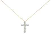 Bids.com 14K White Gold 1/2 Cttw Lab Grown Diamond 11 Stone Cross Pendant Necklace Necklaces White Smoke Yellow.Gold / 18