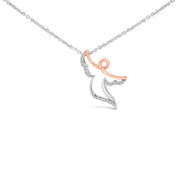 Bids.com 14K Rose Gold Plated Sterling Silver 1/10 Cttw Diamond Angel Pendant Necklace Necklaces White Smoke WhiteRose.Sterling Silver / 18
