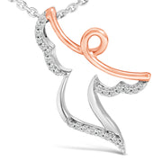 Bids.com 14K Rose Gold Plated Sterling Silver 1/10 Cttw Diamond Angel Pendant Necklace Necklaces White Smoke WhiteRose.Sterling Silver / 18