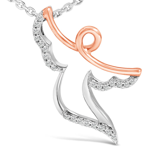 Bids.com 14K Rose Gold Plated Sterling Silver 1/10 Cttw Diamond Angel Pendant Necklace Necklaces White Smoke WhiteRose.Sterling Silver / 18