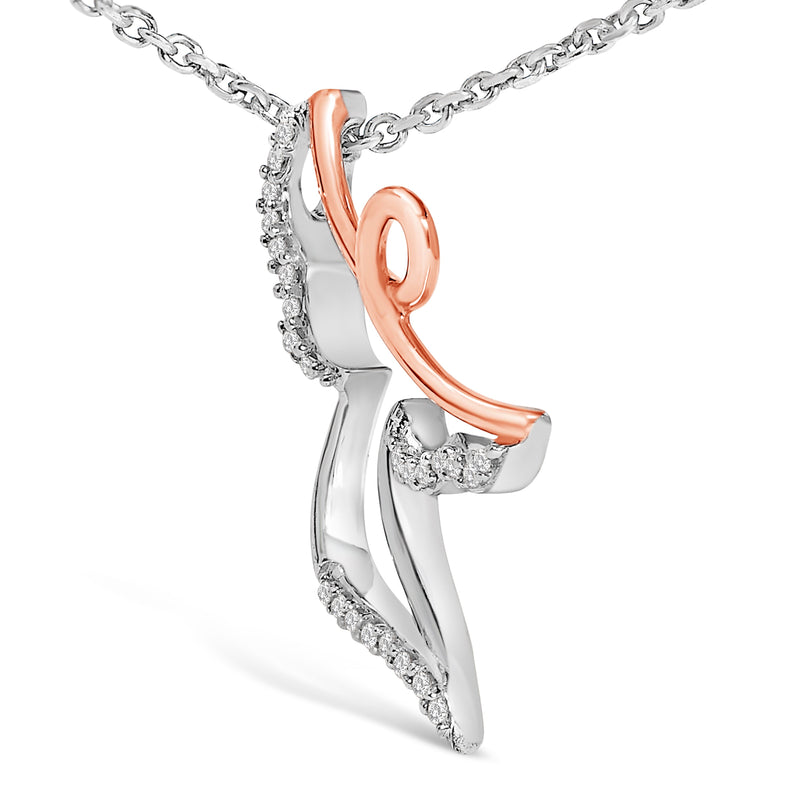 Bids.com 14K Rose Gold Plated Sterling Silver 1/10 Cttw Diamond Angel Pendant Necklace Necklaces White Smoke WhiteRose.Sterling Silver / 18