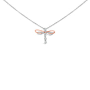Bids.com 14K Rose Gold Plated Sterling Silver 1/10 Cttw Diamond Dragonfly Pendant Necklace Necklaces White Smoke WhiteRose.Sterling Silver / 18