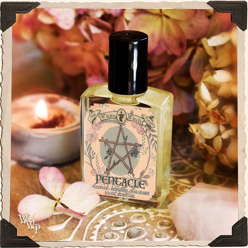 WhiteWitchParlour.com PENTACLE BODY OIL. 1/2 oz. Body Oil For Attuning Back to Self & Elements. incense & aromas Wheat