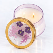 Rosy Rings Blackberry & Coconut Large Watercolor Pressed Floral Candle Pressed Floral Candles White Smoke
