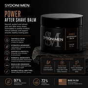 Sydoni Skincare and Beauty SYDONI MEN POWER AFTERSHAVE BALM | Soothe, Hydrate & Protect 60ml/2 fl. oz. Aftershave Black