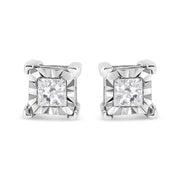 Bids.com .925 Sterling Silver 1/2 Cttw Miracle Set Princess-cut Diamond Solitaire Stud Earrings (H-I Color, I1-I2 Clarity) Earrings White Smoke White.Sterling Silver / 0.5,White.Sterling Silver / 1,White.Sterling Silver / 1.25,White.Sterling Silver / 0.33,White.Sterling Silver / 0.25