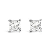 Bids.com 14K White Gold 1/2 Cttw Princess Cut Lab Grown Diamond Solitaire Stud Earrings (F-G Color, VS2-SI1 Clarity) Earrings White Smoke White.Gold / 0.75