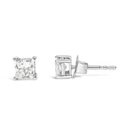 Bids.com 14K White Gold 3/8 Cttw Lab Grown Princess-Cut Diamond 4-Prong Solitaire Stud Earrings (VS1-VS2 Clarity, F-G Color) Earrings White Smoke White.Gold / 0.4
