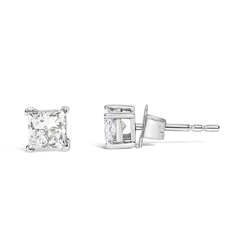 Bids.com 14K White Gold 3/8 Cttw Lab Grown Princess-Cut Diamond 4-Prong Solitaire Stud Earrings (VS1-VS2 Clarity, F-G Color) Earrings White Smoke White.Gold / 0.4