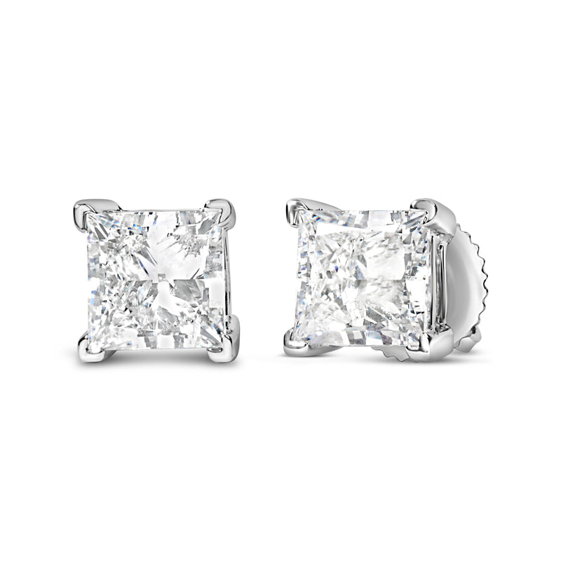 Bids.com 14K White Gold 1.0 Cttw Princess Cut Lab Grown Diamond Solitaire Stud Earrings (F-G Color, VS2-SI1 Clarity) Earrings White Smoke White.Gold / 1,White.Gold / 1.5,White.Gold / 2