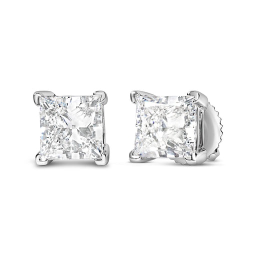 Bids.com 14K White Gold 1.0 Cttw Princess Cut Lab Grown Diamond Solitaire Stud Earrings (F-G Color, VS2-SI1 Clarity) Earrings White Smoke White.Gold / 1,White.Gold / 1.5,White.Gold / 2