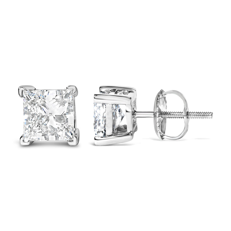 Bids.com 14K White Gold 1.0 Cttw Princess Cut Lab Grown Diamond Solitaire Stud Earrings (F-G Color, VS2-SI1 Clarity) Earrings White Smoke White.Gold / 1,White.Gold / 1.5,White.Gold / 2