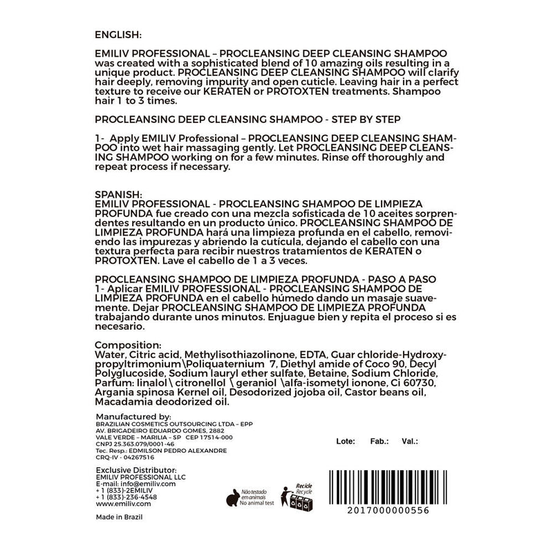 Emiliv Professional Emiliv Professional - PROCLEANSING - Deep Cleansing Shampoo 500 ml / 16.9 fl. oz. Shampoo Black