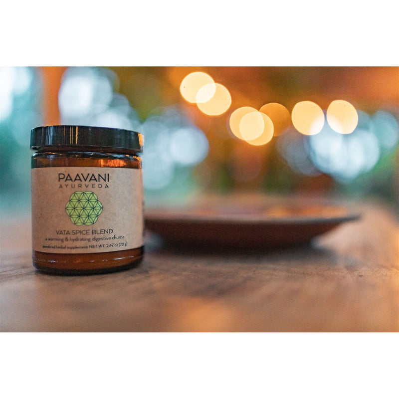 Paavani Ayurveda Vata Spice Blend | Warming & Hydrating Digestive Churna Dim Gray Glass Jar,Compostable Refill