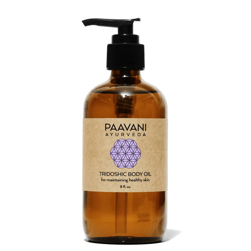 Paavani Ayurveda Tridoshic Body Oil | Balancing Ayurvedic Abhyanga Oil for All Skin Types & Doshas variable White Smoke 8oz.