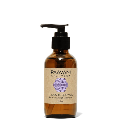 Paavani Ayurveda Tridoshic Body Oil | Balancing Ayurvedic Abhyanga Oil for All Skin Types & Doshas variable White Smoke 4oz.