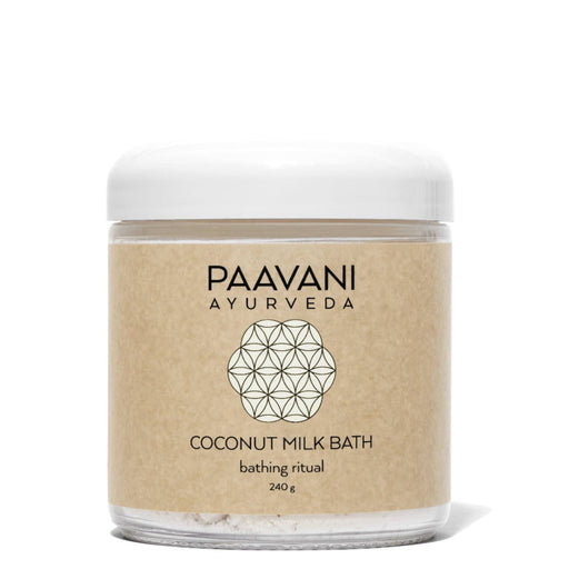 Paavani Ayurveda Coconut Milk Bath | Ayurvedic Herbal Soaking Ritual for Skin & Spirit simple Tan Glass Jar,Compostable Refill