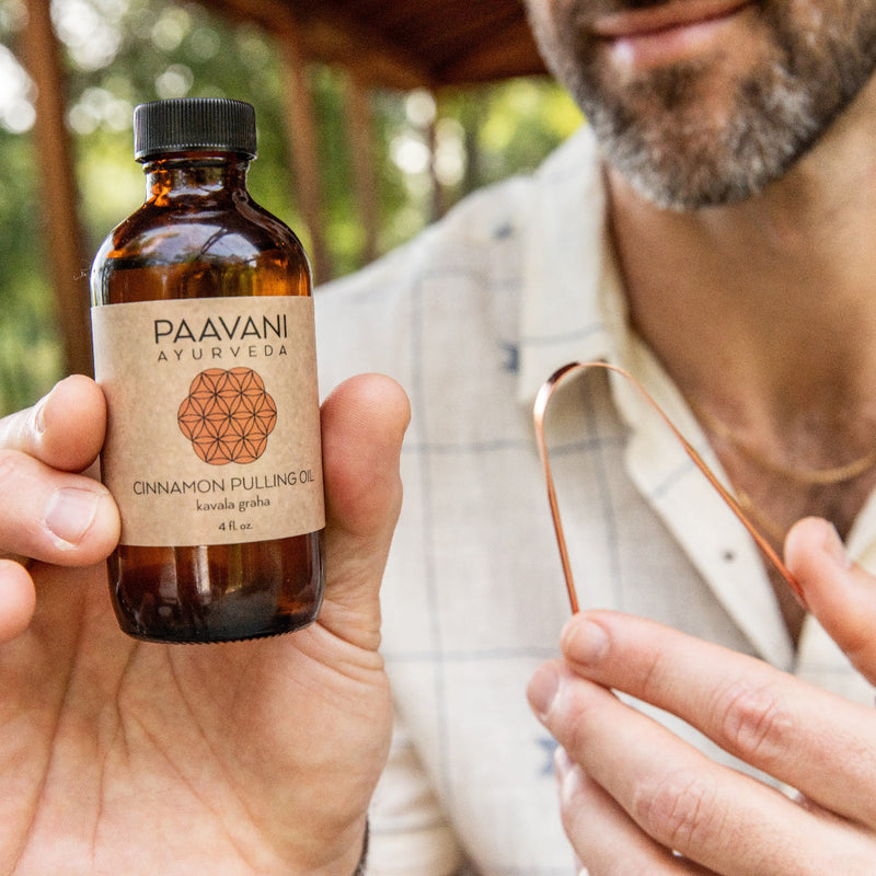 Paavani Ayurveda Cinnamon Oral Care Ritual | Ayurvedic Oil Pulling & Tongue Cleaning variable Light Gray