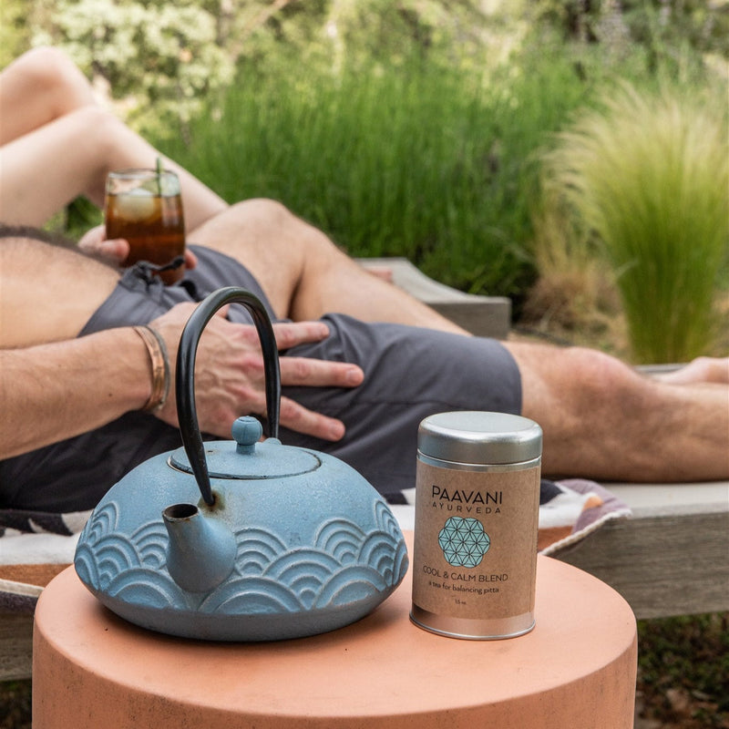 Paavani Ayurveda Cool & Calm Blend | Ayurvedic Tea for Pitta Balance simple Navajo White Tea Tin,Compostable Refill