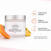 Glimmer Goddess® Organic Skin Care Organic Papaya Pineapple Enzyme Face Mask – Gentle Exfoliating Treatment Masks & Peels White Smoke 2 oz. / Wash Off,4 oz. / Wash Off