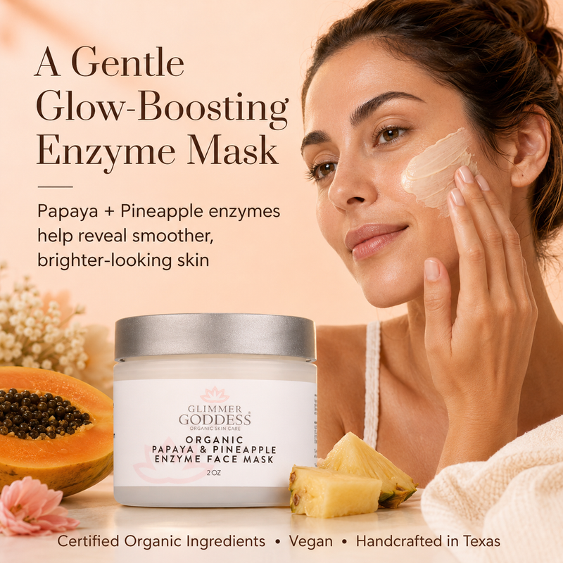 Glimmer Goddess® Organic Skin Care Organic Papaya Pineapple Enzyme Face Mask – Gentle Exfoliating Treatment Masks & Peels Bisque 2 oz. / Wash Off,4 oz. / Wash Off