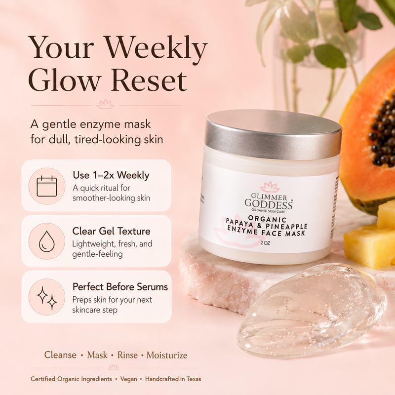 Glimmer Goddess® Organic Skin Care Organic Papaya Pineapple Enzyme Face Mask – Gentle Exfoliating Treatment Masks & Peels Bisque 2 oz. / Wash Off,4 oz. / Wash Off