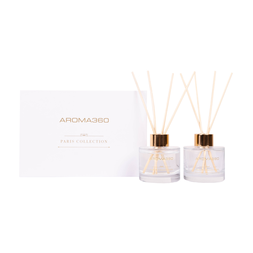 Aroma360 Paris Collection Reed Diffuser Duo Paris Collection White Smoke Dream On,Escapade,Chandelier,My Way,24K Magic