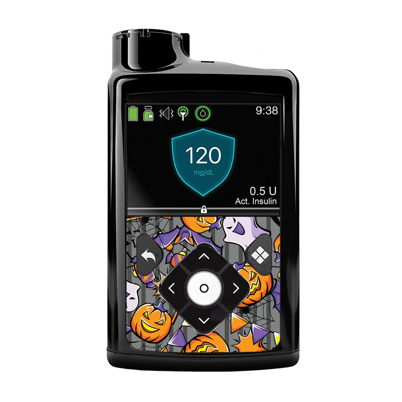 Peelz Party Halloween for Medtronic MiniMed 770G & 780G Peelz/Stickers Black Whole System Peelz (front back + clip),Front Peelz