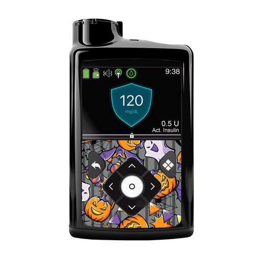 Peelz Party Halloween for Medtronic MiniMed 770G & 780G Peelz/Stickers Black Whole System Peelz (front back + clip),Front Peelz