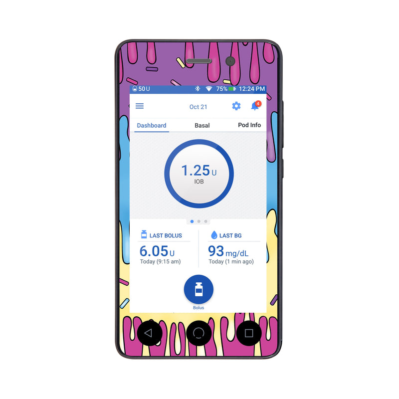 Peelz Party Slime Sticker for Omnipod DASH® PDM – Pump Peelz Peelz/Stickers White Smoke Whole System Peelz (front + case),Front Peelz