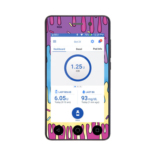Peelz Party Slime Sticker for Omnipod DASH® PDM – Pump Peelz Peelz/Stickers White Smoke Whole System Peelz (front + case),Front Peelz