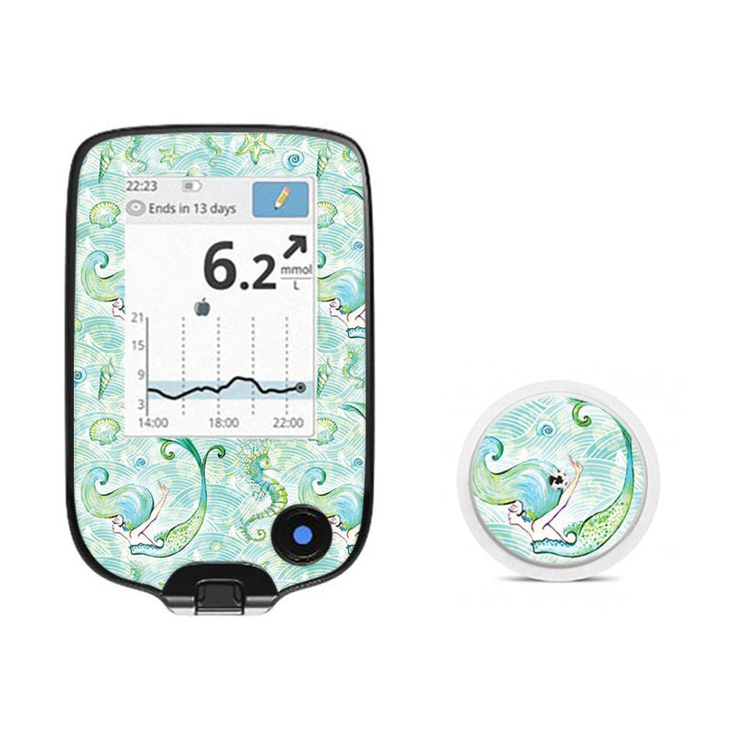 Peelz Pastel Mermaids for Freestyle Libre 2 Peelz/Stickers White Smoke Receiver + Sensor