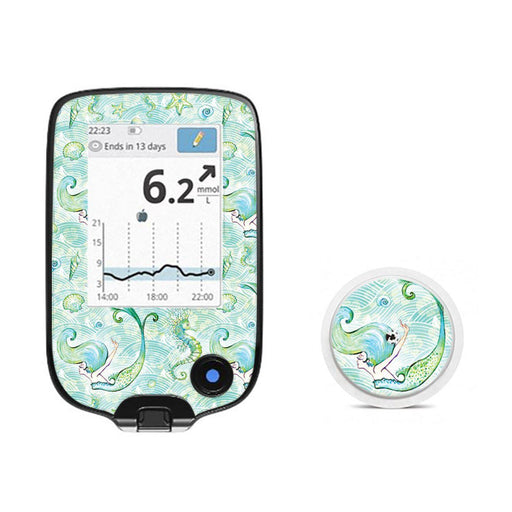 Peelz Pastel Mermaids for Freestyle Libre 2 Peelz/Stickers White Smoke Receiver + Sensor