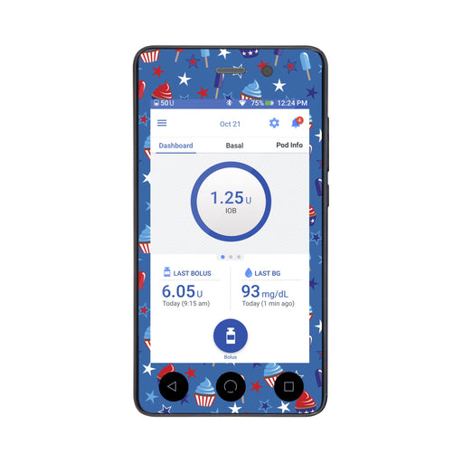 Peelz Patriotic Dessert Sticker for Omnipod DASH® PDM – Pump Peelz Peelz/Stickers White Smoke Whole System Peelz (front + case),Front Peelz,Case Peelz