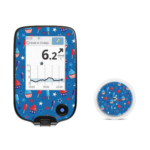 Peelz Patriotic Dessert for Freestyle Libre 2 Peelz/Stickers White Smoke Receiver + Sensor