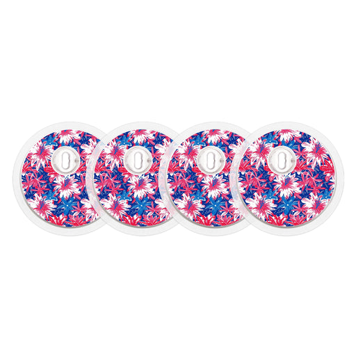 Peelz Patriotic Flowers Designed for the FreeStyle Libre 3 Plus & Lingo  Sensor Peelz/Stickers White Smoke 4-pack (Set of 4 Stickers)