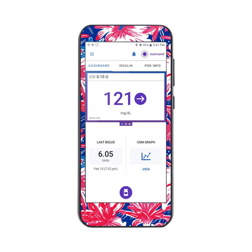 Peelz Patriotic Flowers Sticker for Omnipod® 5 Controller – Pump Peelz Peelz/Stickers White Smoke