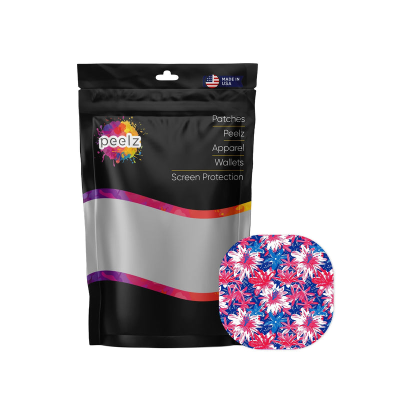 Peelz Patriotic Flowers Overpatch Tape - Pump Peelz Patch Medical Tape White Smoke 12-Pack (Set of 12 Patches),4-Pack (Set of 4 Patches),1-Single (One patch)