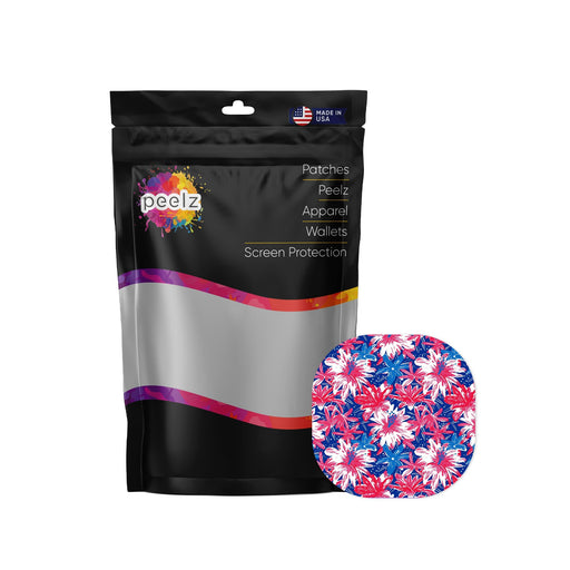 Peelz Patriotic Flowers Overpatch Tape - Pump Peelz Patch Medical Tape White Smoke 12-Pack (Set of 12 Patches),4-Pack (Set of 4 Patches),1-Single (One patch)
