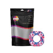Peelz Patriotic Flowers Dexcom G7 and Stelo Patch Tape - Pump Peelz Patch Medical Tape White Smoke 12-Pack (Set of 12 Patches),4-Pack (Set of 4 Patches)