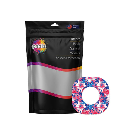 Peelz Patriotic Flowers Dexcom G7 and Stelo Patch Tape - Pump Peelz Patch Medical Tape White Smoke 12-Pack (Set of 12 Patches),4-Pack (Set of 4 Patches)